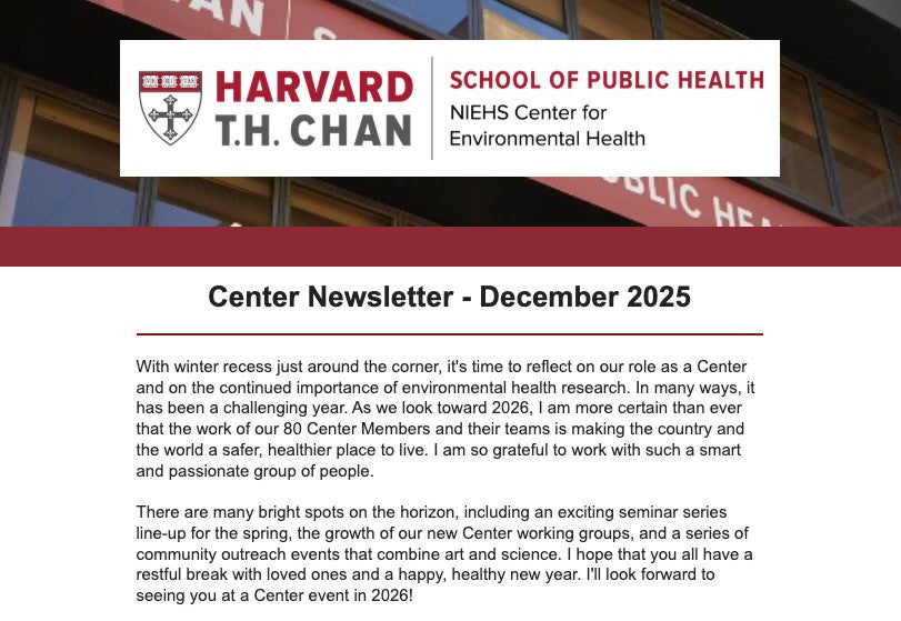 December 2025 NIEHS Center Newsletter Header.