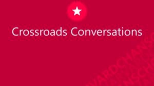 Crossroads Cover Image on crimson red background