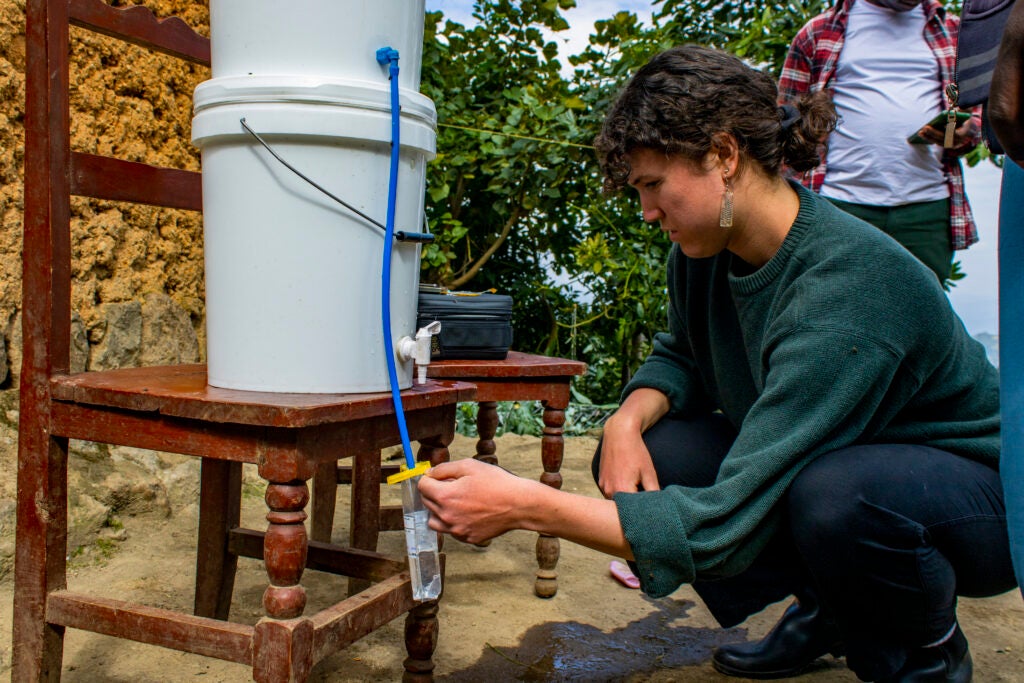 Conducting water tests during a home visit
