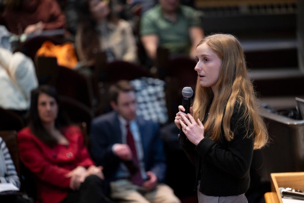 Abigail at the 3MT competition 2026