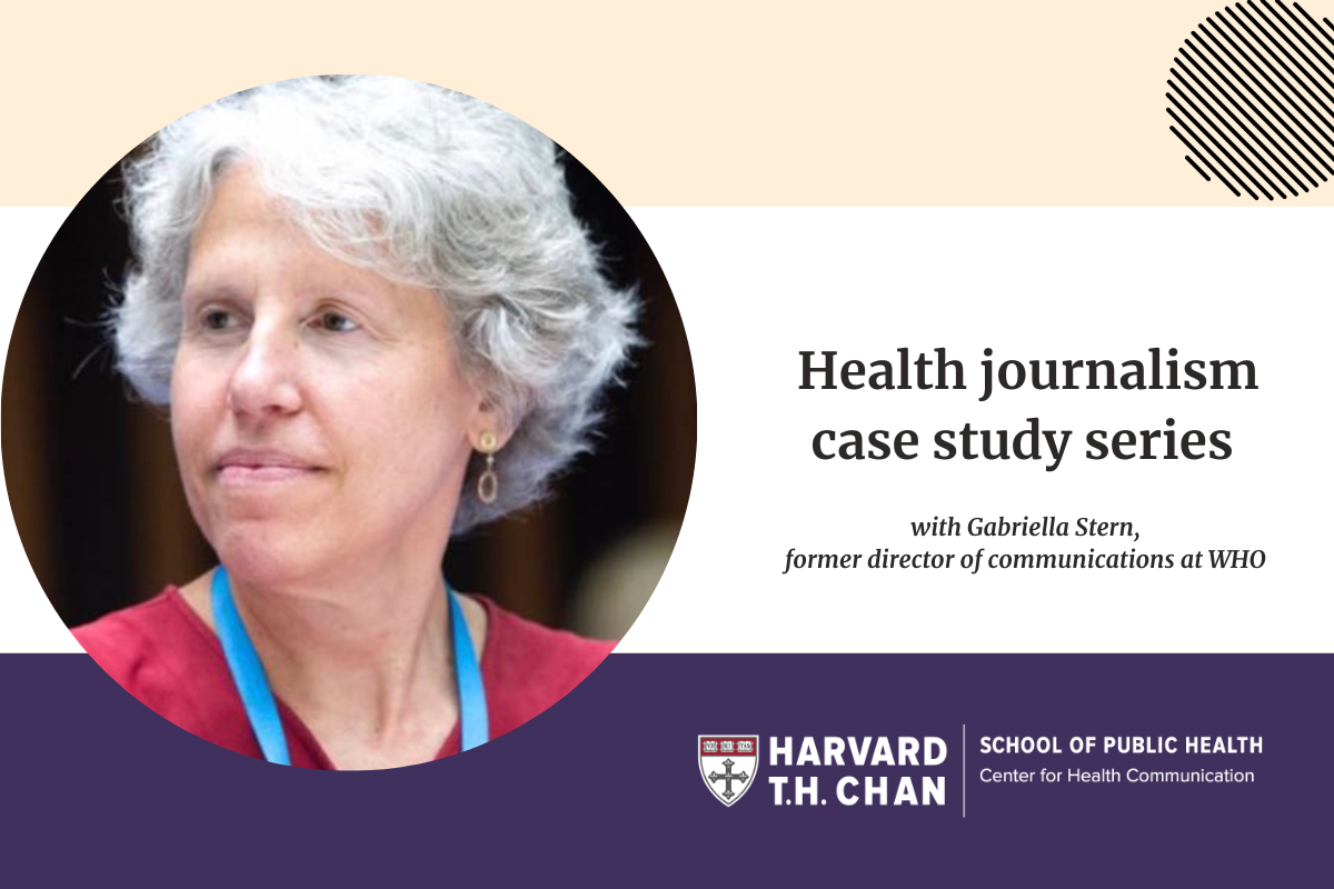 Gabby Stern headshot on purple and beige background with even title