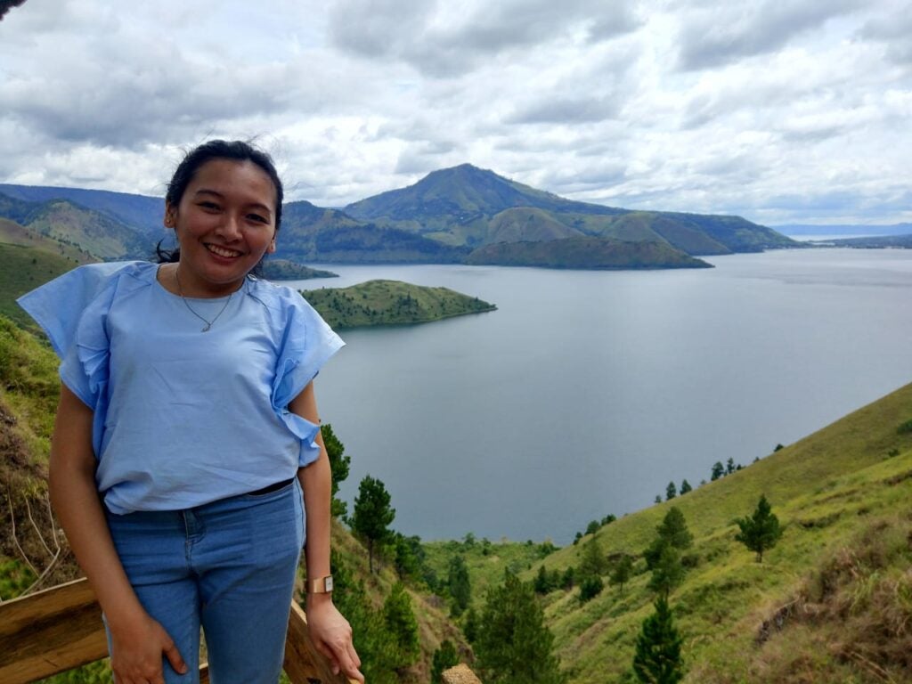 Leni Siagian at Lake Toba
