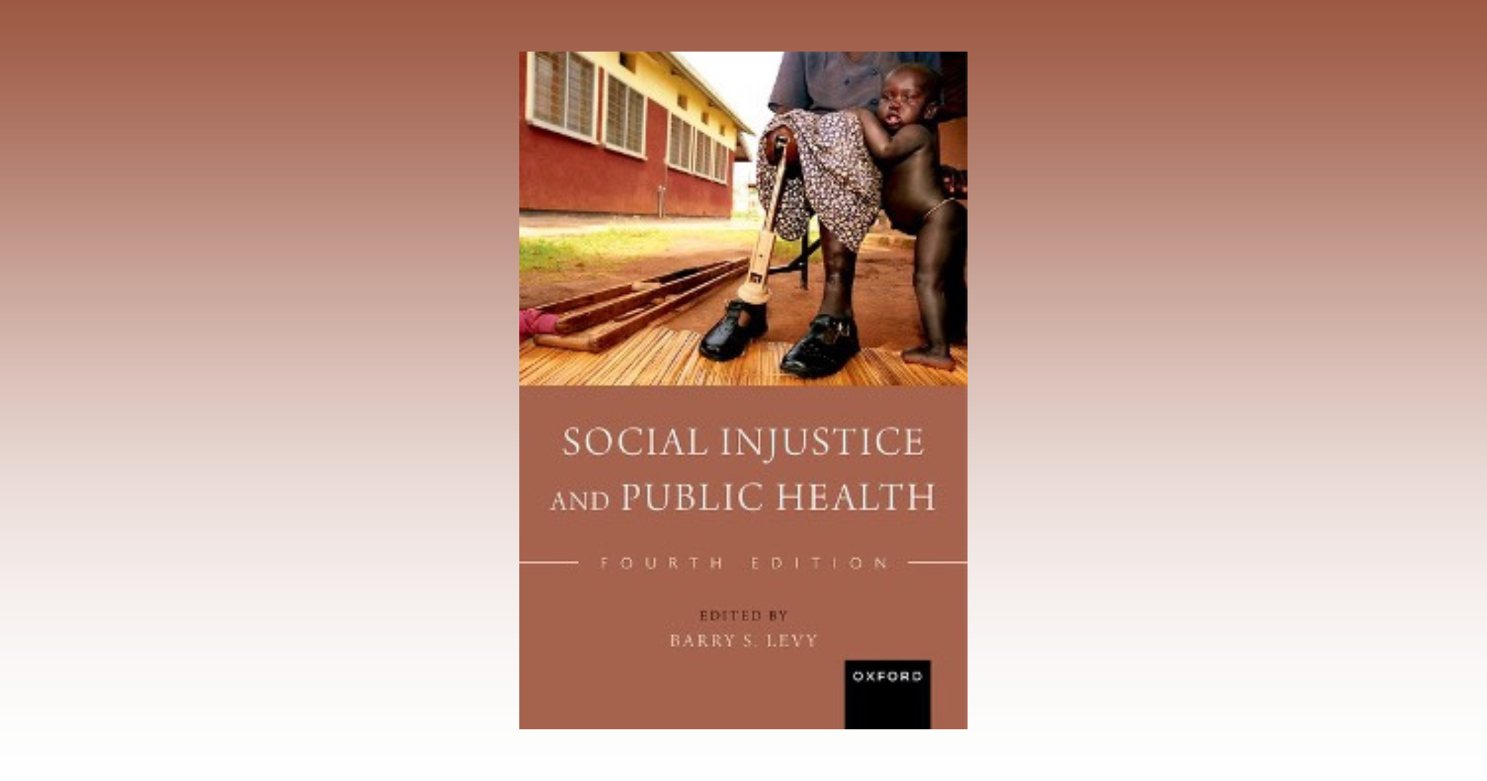 Social Injustice in Public Health book cover on brown gradient background.