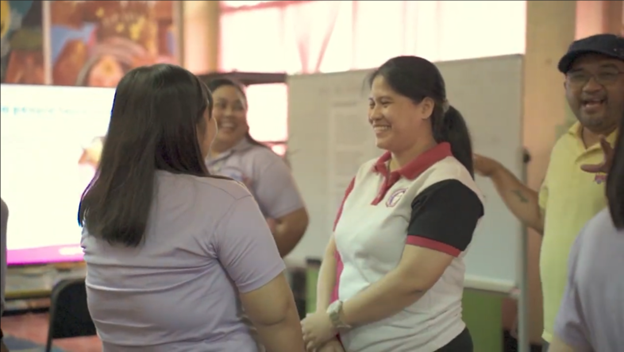 Mr. Bufi and the J. Zamora kindergarten teachers during their storytelling workshop.