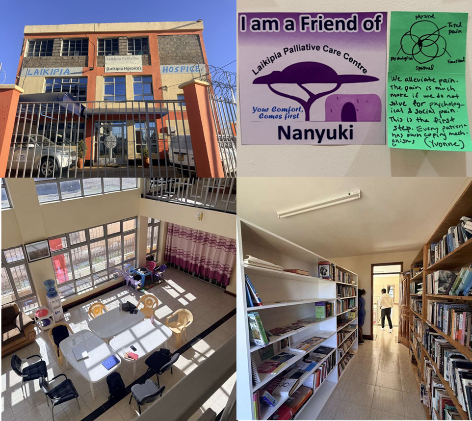 The Laikipia Palliative Care Center in Nanyuki, where a sun-filled lobby feels like home and a secondhand book and clothing shop on the third floor helps fund their care.