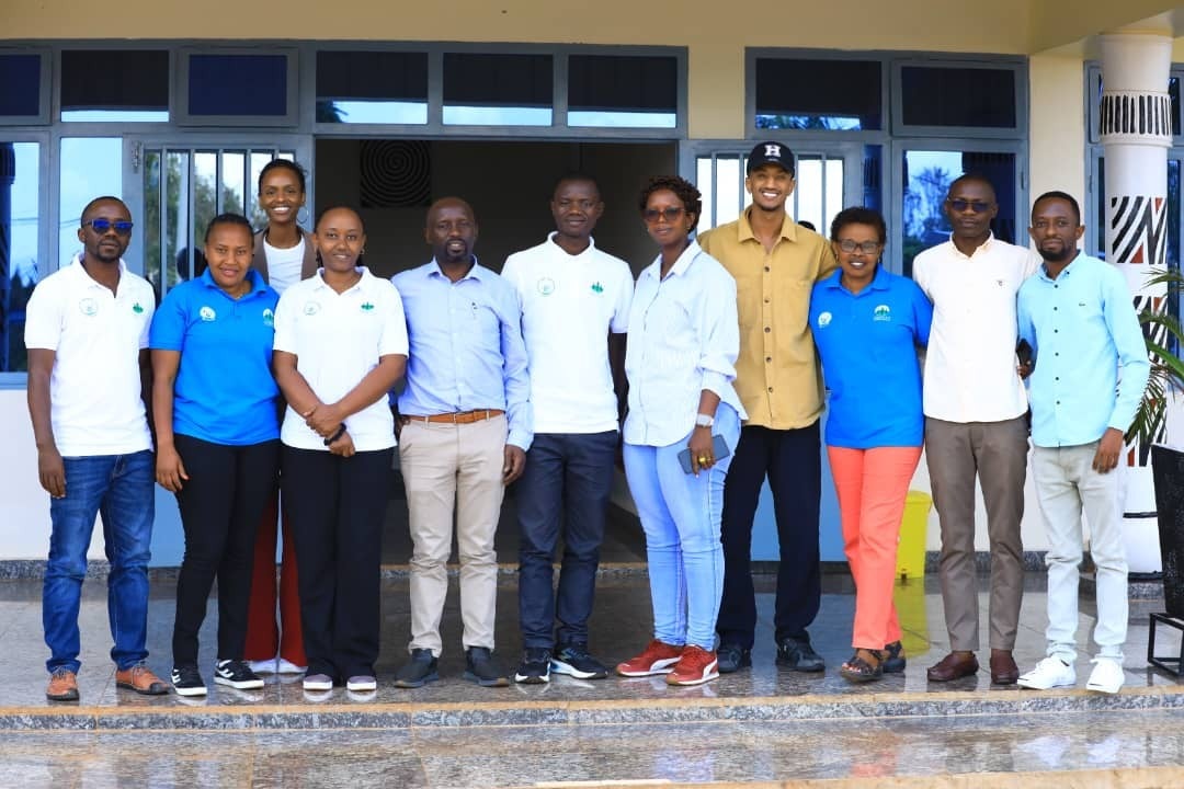 The Ubuntu Center for Peace team, including Dr. Jean Bosco Niyonzima (fifth from left), Aline Gaju (third from left, back row), and Zakaria (fourth from right)
