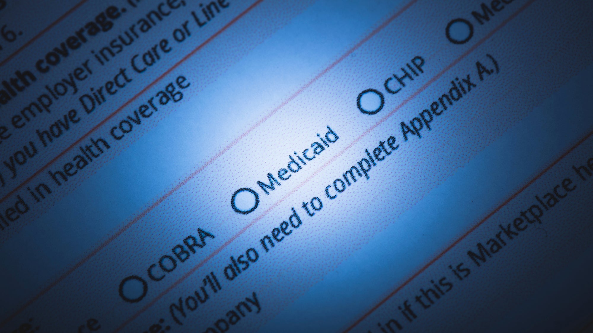 Form with "Medicaid" checkbox