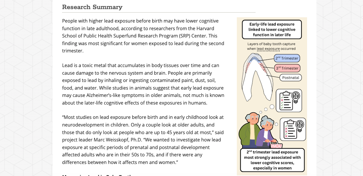 Screenshot from NIEHS research brief.