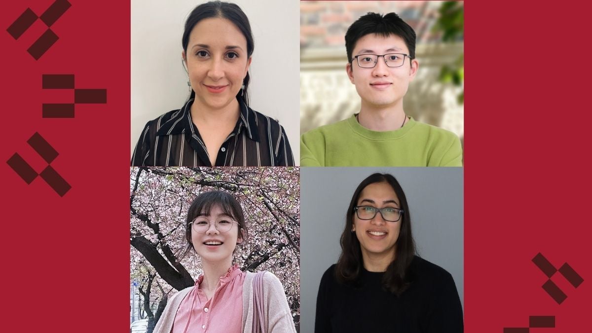 Top Row (L-R): Anali Castellanos, Sunan Gao. Bottom Row (L-R): Fangyuan Jiang, Adviti Sarang.