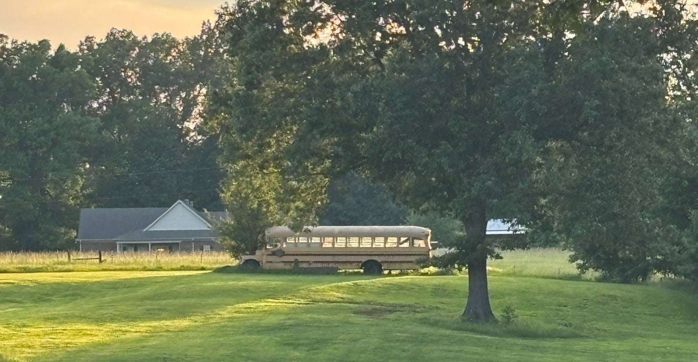 A farmhouse and an old school bus outside Hernando, on the edge of the Mississippi Delta, near where I stayed for the summer.