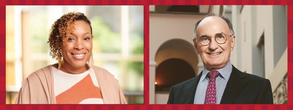 A diptych of Lorraine Dean and Felix Gutzwiller.