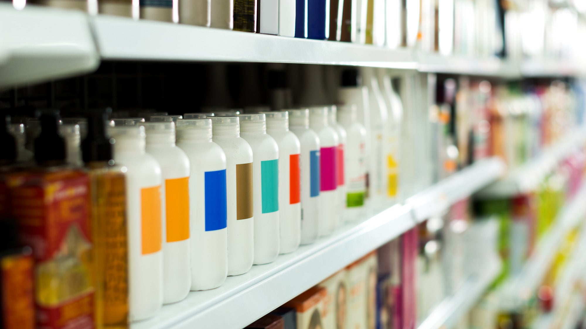 Personal care products on store shelf
