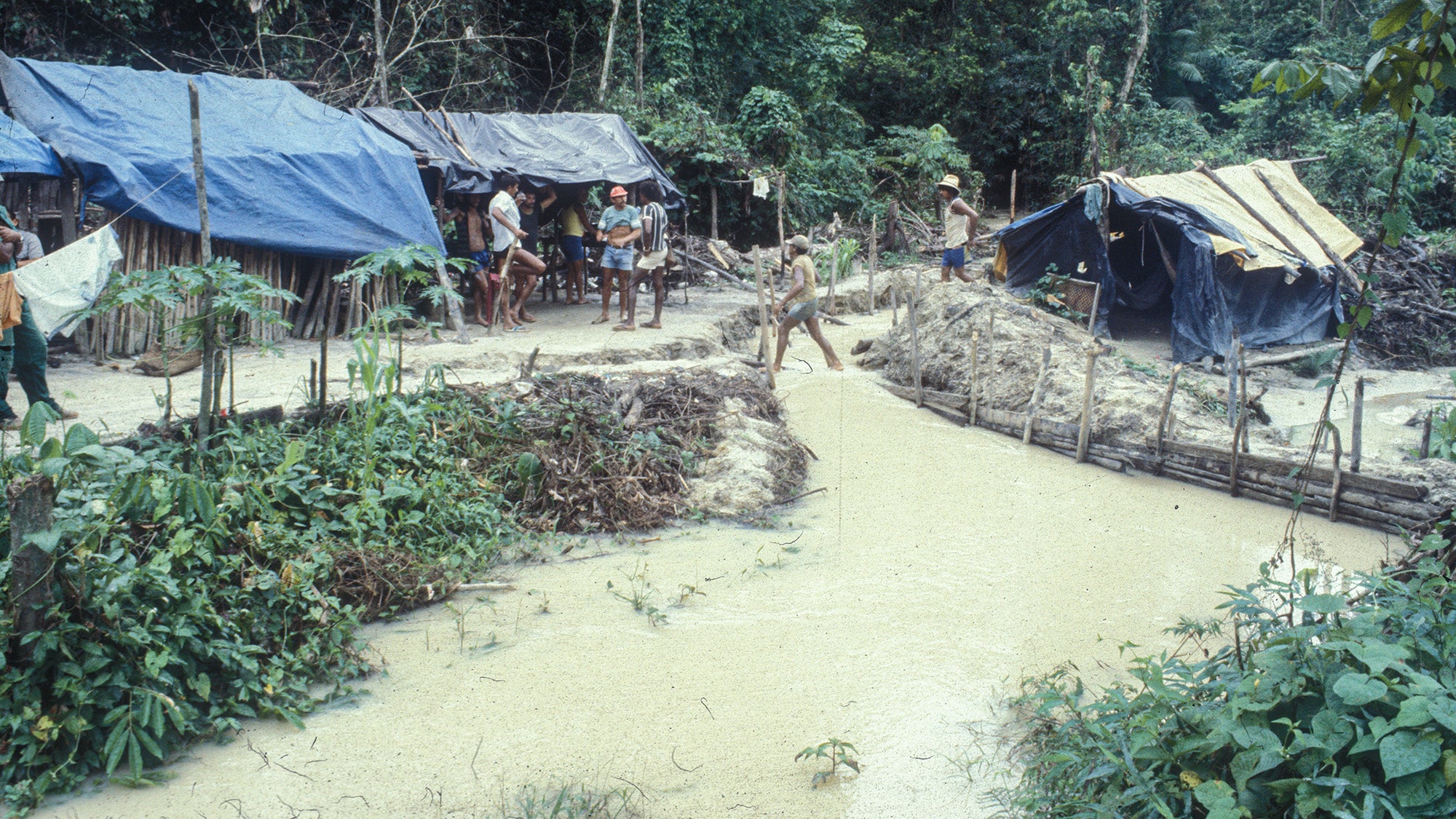 Illegal gold mining on Yanomami land, near Itaituba, Amazon, Pará State, Brazil.