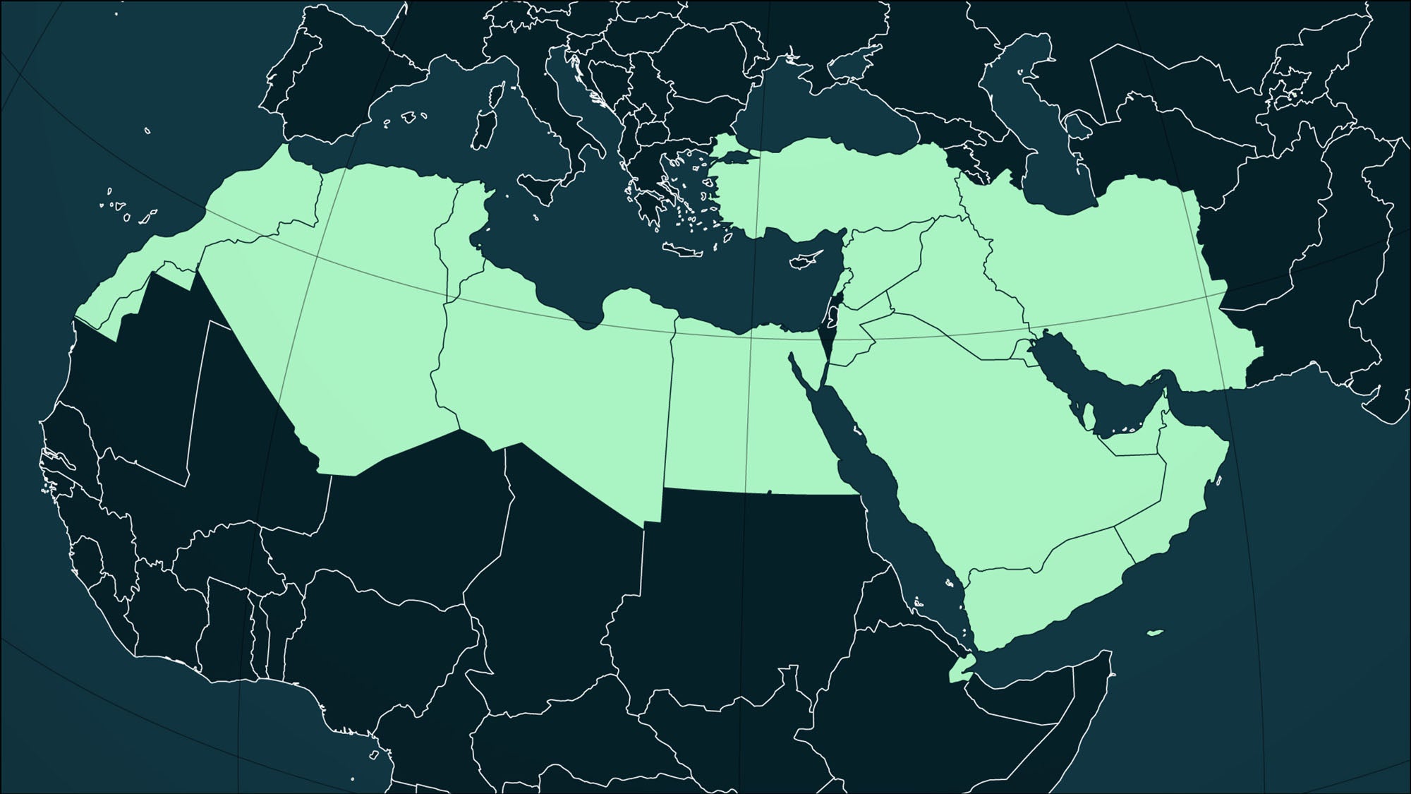 Map highlighting countries in the Middle East and North Africa region