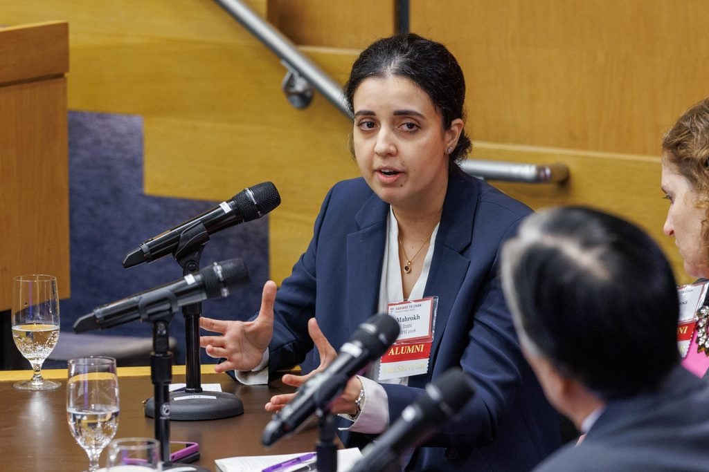 Mahrokh Irani speaks during the Public Health Champions panel. 