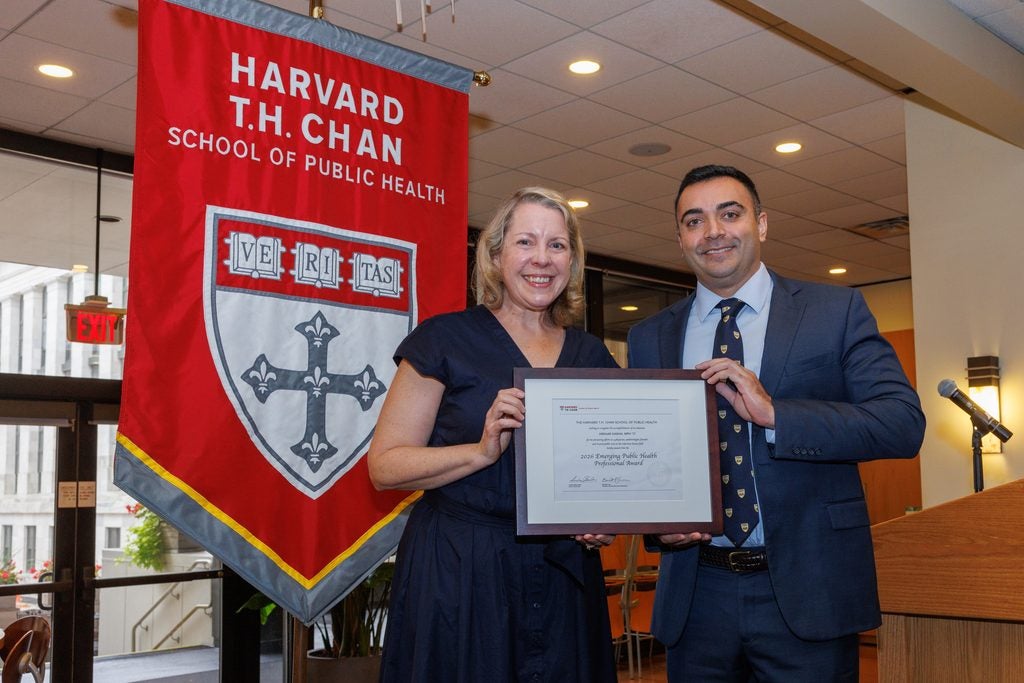 Abraar Karan receives the Emerging Public Health Professional Award. 