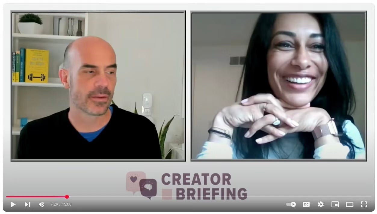 Joe Allen, professor of exposure assessment science, and Sasha Hamdani, psychiatrist and creator @thepsychdoctormd giving a virtual briefing about air quality and mental health.