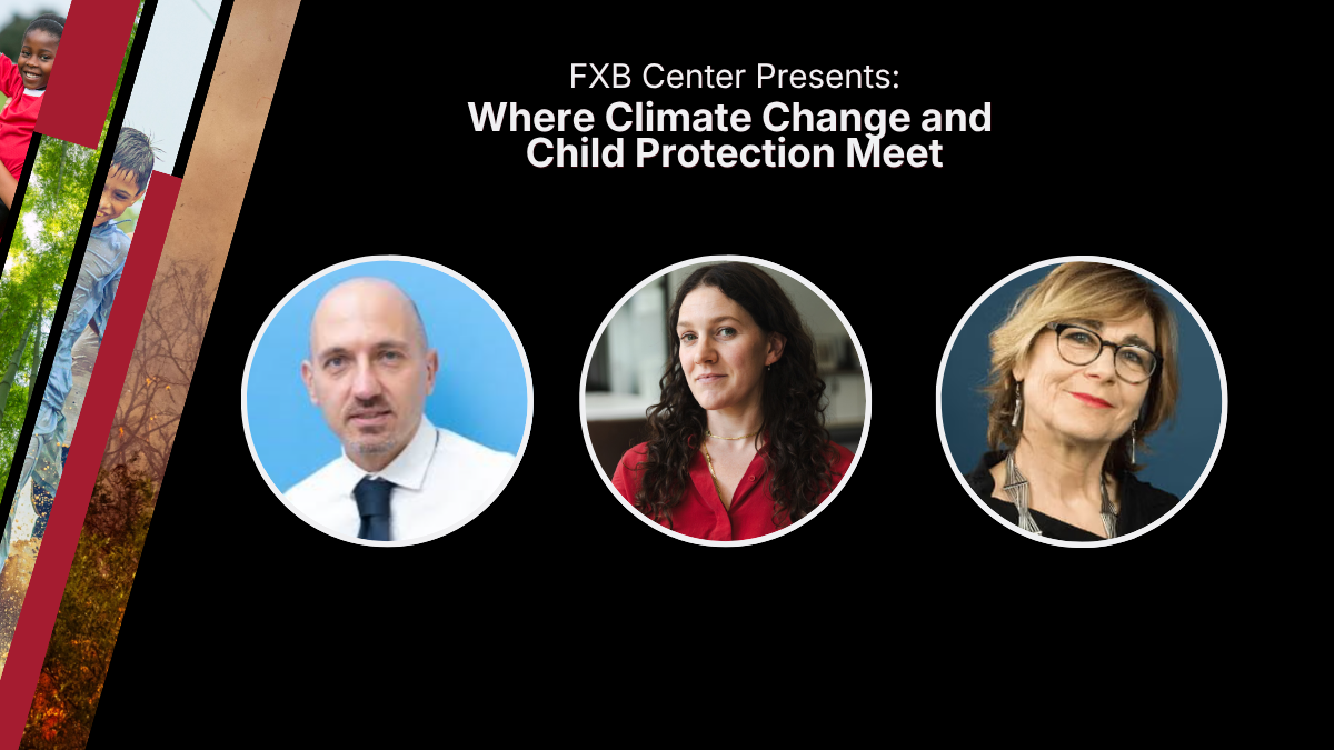 FXB presents poster on black background with speaker headshots